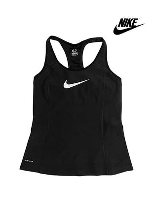 Женская спортивная майка с бра nike черная найк для зала бега фитнеса pro про футболка running _1