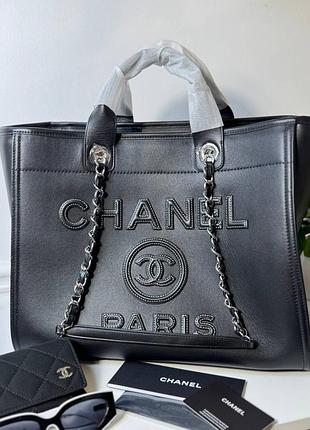 Сумка женская кожаная чёрная шоппер люкс