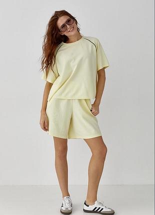 Новинка! у наявності! костюм  тканина лакоста розмір oversize(ідеально до 48 розміру)