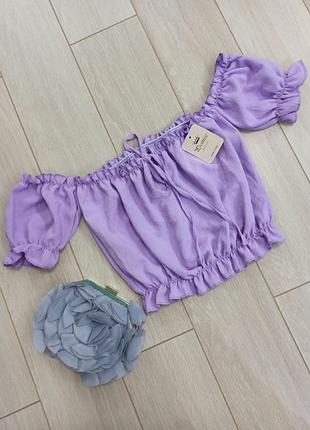 Блуза нова, бохо-стиль, колір лавандовий, з відкритими плечима, promise fashion