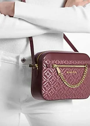 Сумка michael kors jet set large metallic logo jacquard crossbody bag