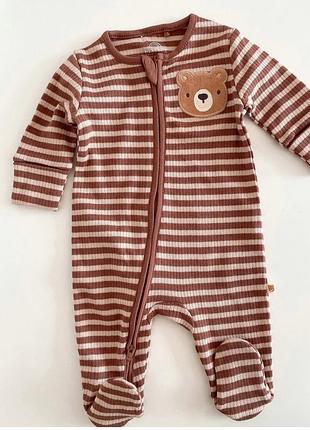 Чоловічок next на блискавці бавовна закриті ніжки 3-6 місяців