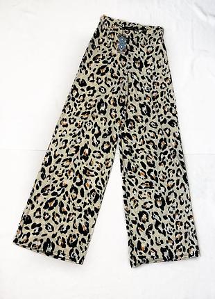 Леопардовые широкие брюки летние новые высокая талия