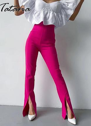 Штани брюки фуксія з розрізами h&m