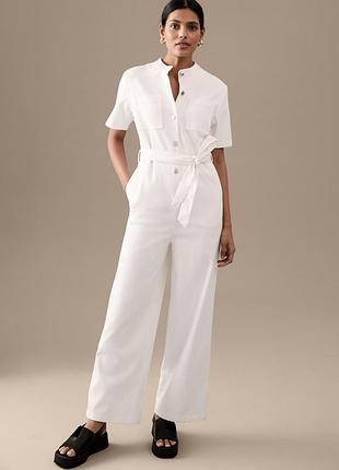 Шикарний білий котоновий брючний комбінозон під пояс autograph, marks & spencer, оригінал
