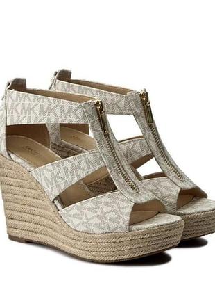 Босоніжки жіночі michael kors білі шкіряні на платформі