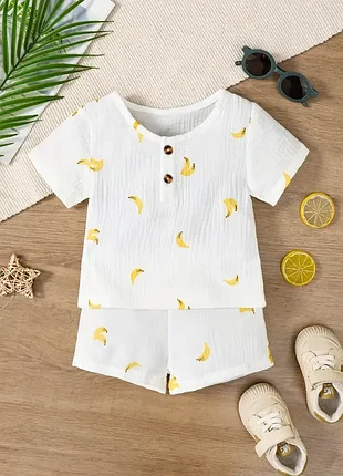 Дитячий літній мусліновий костюмчик, натуральний костюм для хлопчика