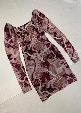 Платье сетка розовое