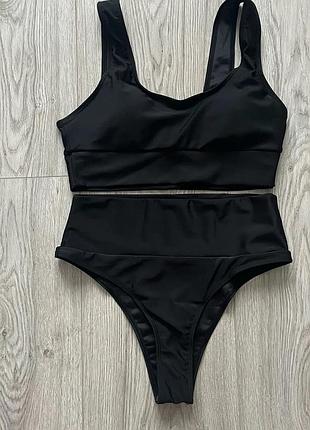 Чорний купальник висока посадка