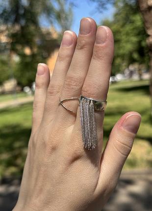 Каблучка срібна 925 з китичкою з ланцюжками весюльками