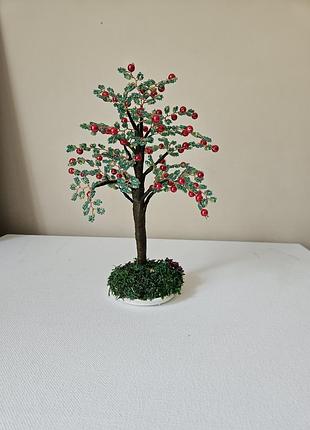 Деревья из бисера,яблочное, ручная работа