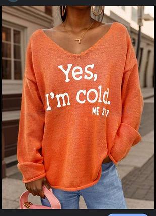 Яскравий жіночий светр з написом — “yes, i’m cold”