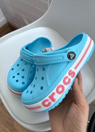 Крокс баябэнд детские клоги голубые crocs bayaband kids clog ice blue/melon