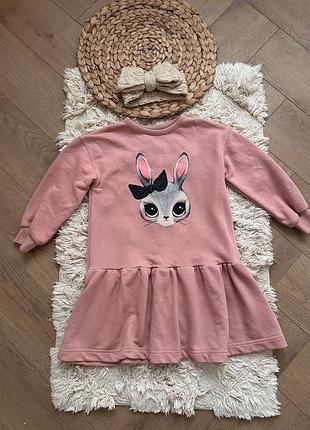 Плаття рожеве з зайчиком 104-110