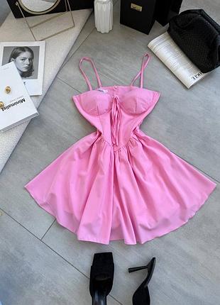 Жіноча рожева коротка сукня ромпер з кишенями