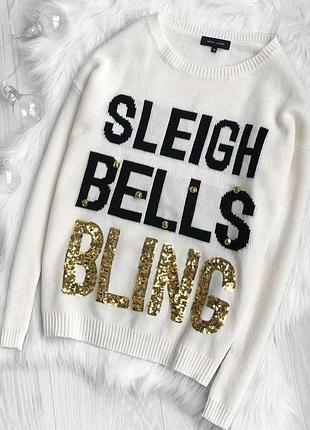 Рождественский свитер с пайетками new look
