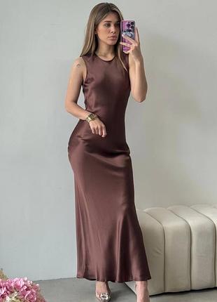 Брендова жіноча довга атласна вечірня сукня плаття