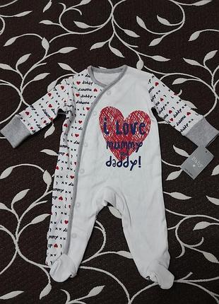 Человечек 100% хлопок для новорожденного, фирмы tiny baby