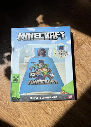 Комплект дитячої двосторонньої постільної білизни minecraft 150x200 см 100% бавовна