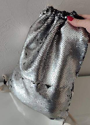 Сумка для смушки в матовые пайетки (серебро+черный)