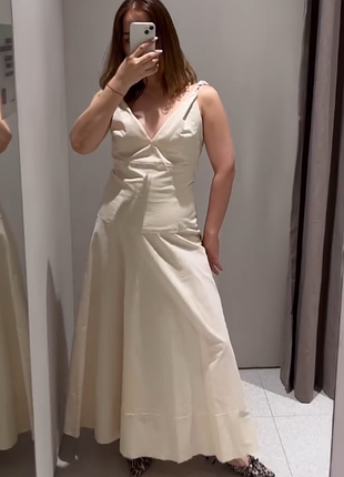Хлопковое легкое платье на брителях zara