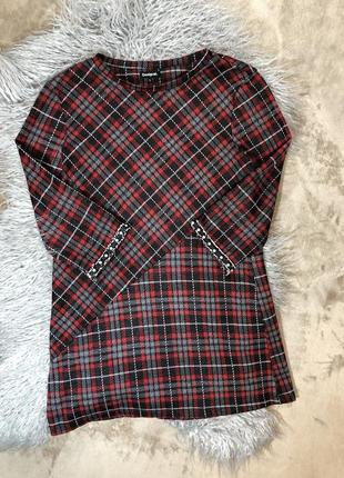 Женская трендовая красивая кофточка блуза футболка туника в клетку desigual4 фото