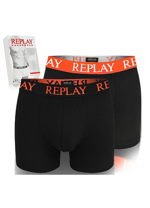 Чоловічі анатомічні труси боксери replay (2 шт.), колір чорний/помаранчовий. італія