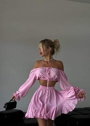 Невероятный костюм из жатки ( топ + юбка) 🌸