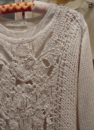 Білий ажурний світер, світшот, zara m.l
спинка подовжена
