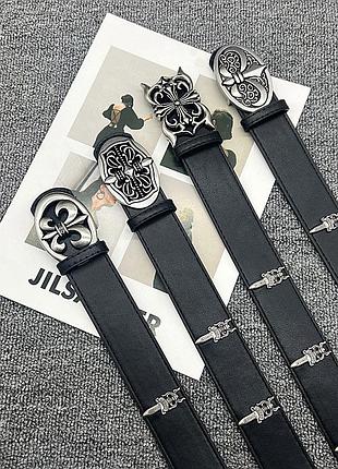 Ремень black-silver chrome hearts