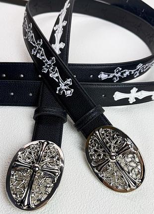 Ремень chrome hearts white/black/silver
