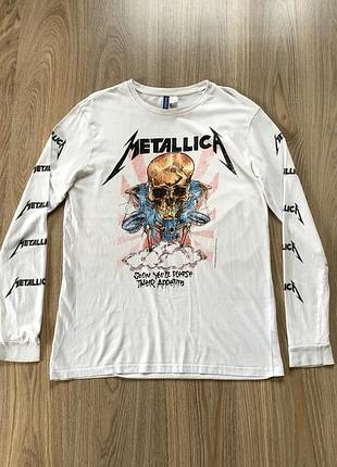 Мужской хлопковый лонгслив кофта с принтом metallica