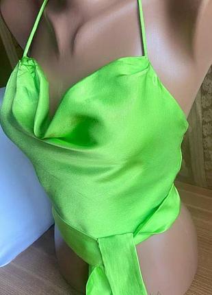 Топ із відкритою спинкою 100% віскоза zara s салатовий.