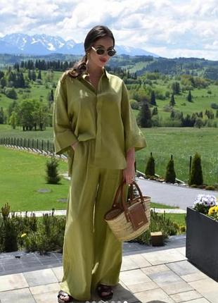 Zara брюки льон
