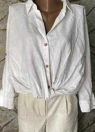 Сорочка льон біла zara  лляна блуза