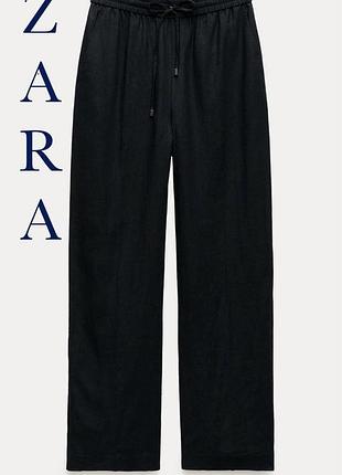Zara лляні брюки штани на резинці