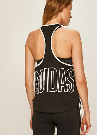 Оригинальная женская спортивная легкая майка adidas черная хлопковая адидас бега свободная для зала