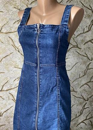 Джинсовий сарафан денім синій на блискавці стрейчевий