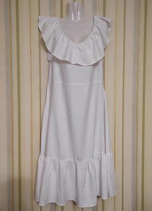 Великолепное белоснежное платье сарафан лен вискоза