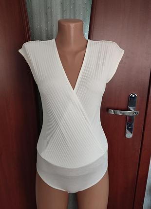 Белый боди zara в рубчик