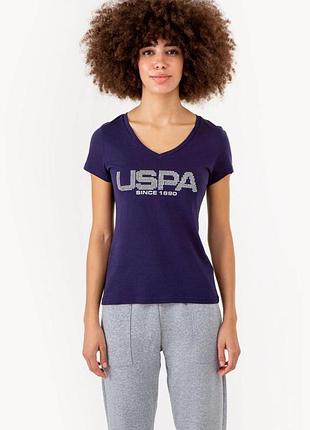 Женская футболка u.s. polo assn с логотипом из страз