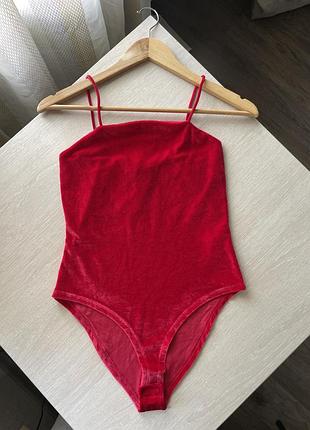 Яскраво рожевий червоний велюровий боді