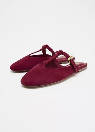 Сандалі мюлі жіночі бордові zara new