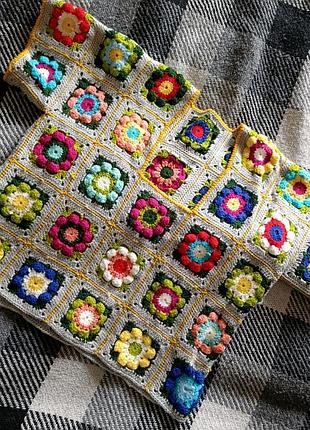 Вязаная кофточка, кофта крючком, рубашка в цветах