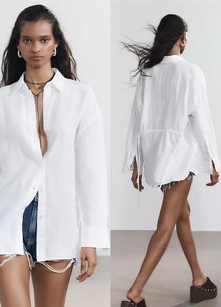 Лляна сорочка zara з пояском