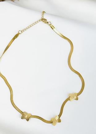 Подвеска цепочка на шею бабочки в золотом цвете