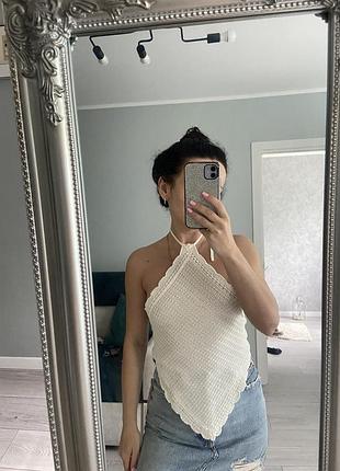 Топ вязаный ажурный кружевной кружевесныйasos
