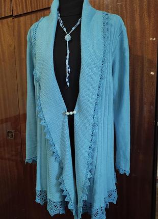 Кардиган літній з мереживом ручної роботи