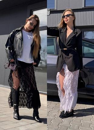 Прозрачная гипюровая юбка с рюшами. юбка гипюр