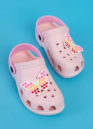 Кроксы для девочек 116814 розовые бабочки